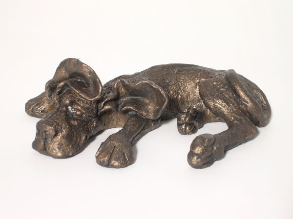 Walter - Flaked out! Bronze Dog Figurine by Harriet Dunn (Frith Sculpture)