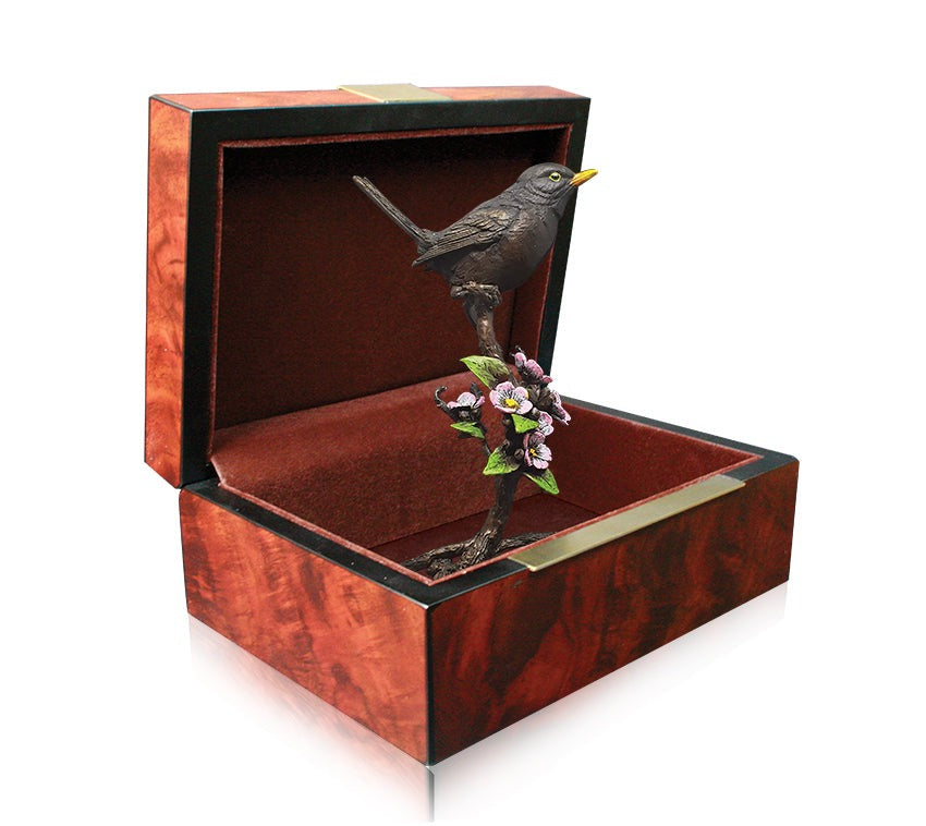 Blackbird with Blossom Bronze Figurine in Presentation Box by Keith Sherwin (Limited Edition)