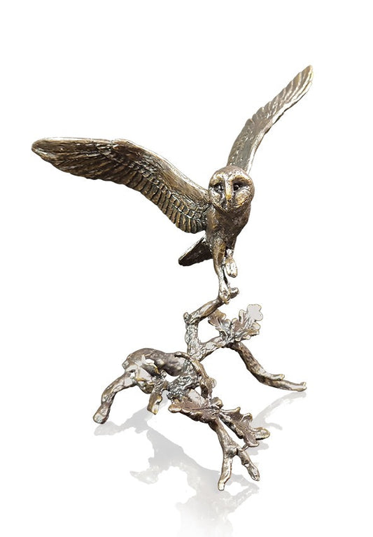 Barn Owl with Acorns Bronze Figurine by Keith Sherwin (Limited Edition)