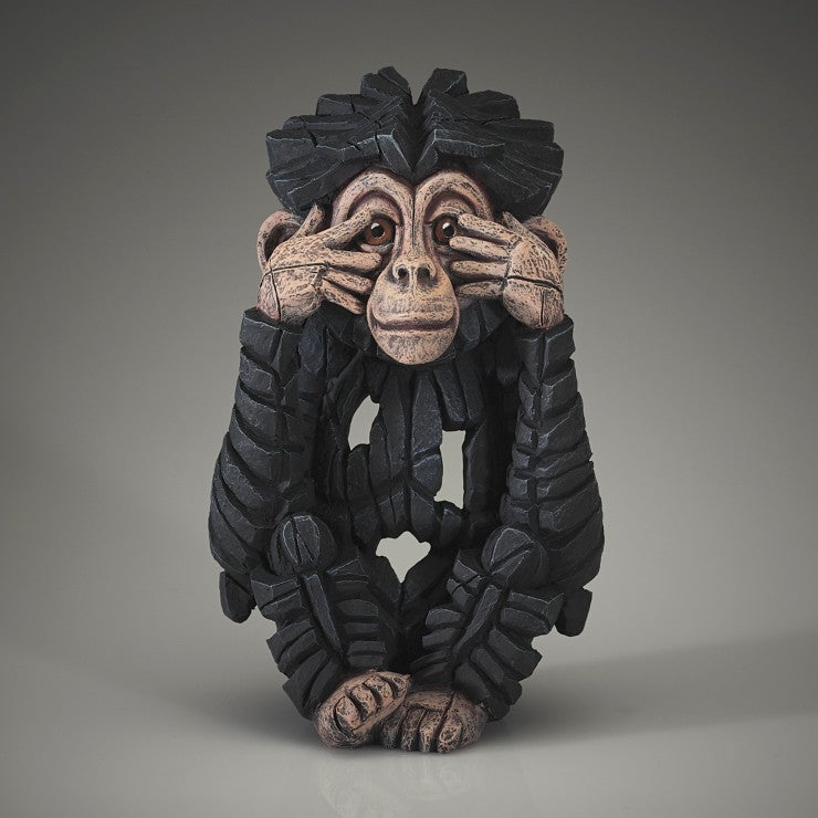 Edge Sculpture Baby Chimpanzees See no Evil, Hear No Evil, Speak No Evil Three Wise Monkeys Set by Matt Buckley