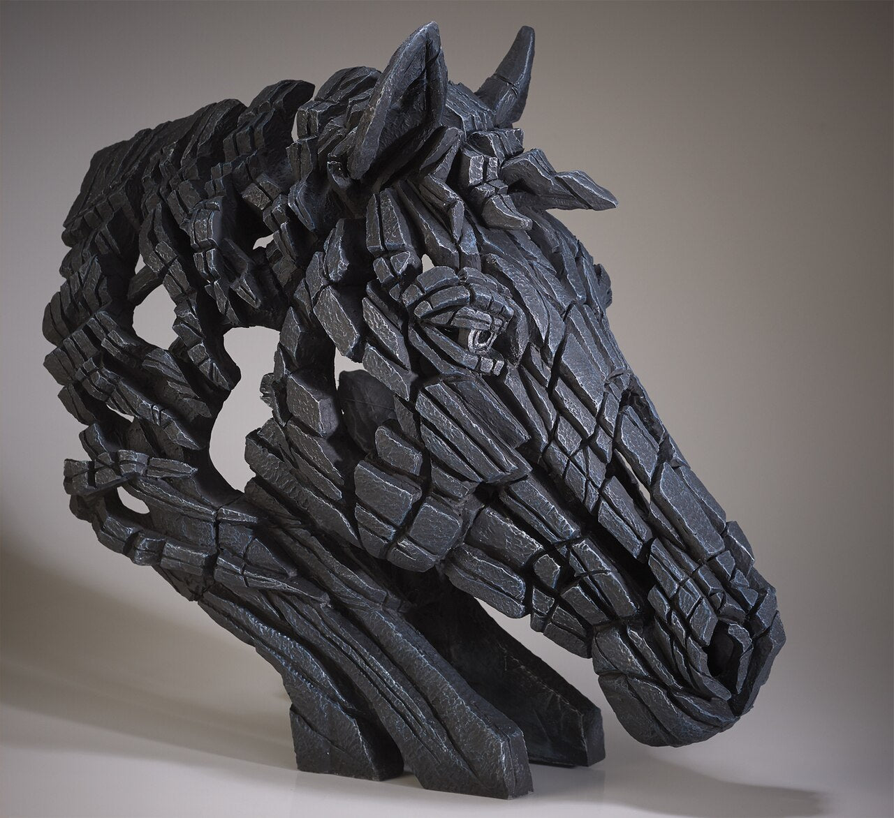 Edge Sculpture Horse Bust - Black