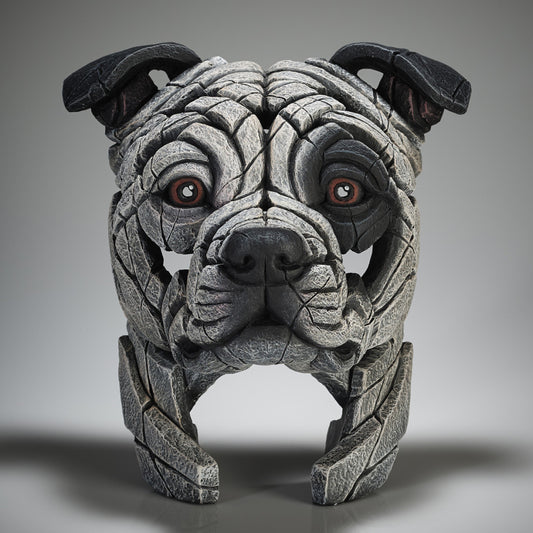Edge Sculpture Staffordshire Bull Terrier - White with Black Patch by Matt Buckley