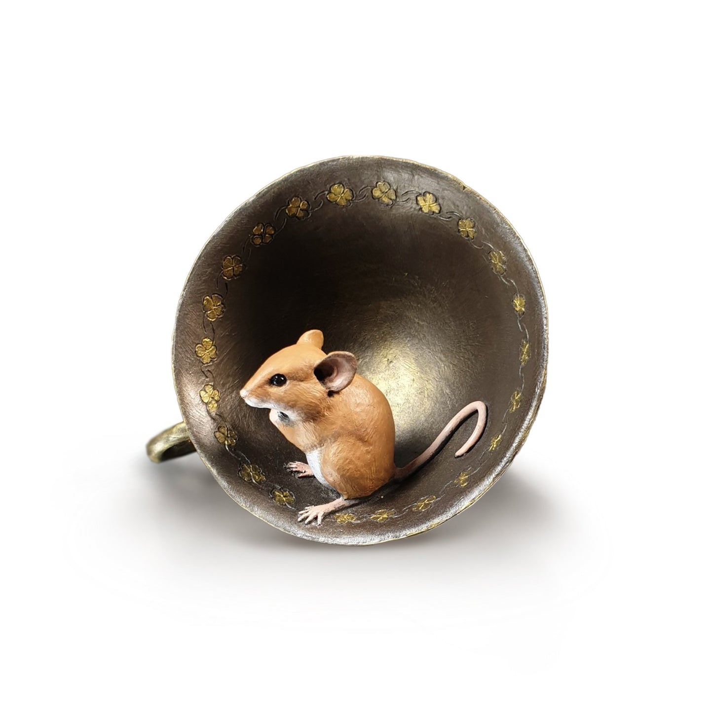 Mouse in Teacup Bronze Figurine by Michael Simpson (Richard Cooper)