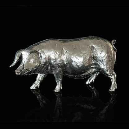 Pig Figurine in Nickel by Michael Simpson