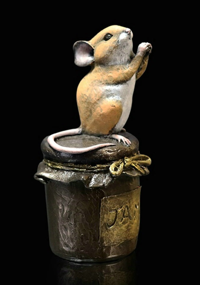 Mouse on Jam Jar Bronze Figurine by  Michael Simpson (Richard Cooper Studio)