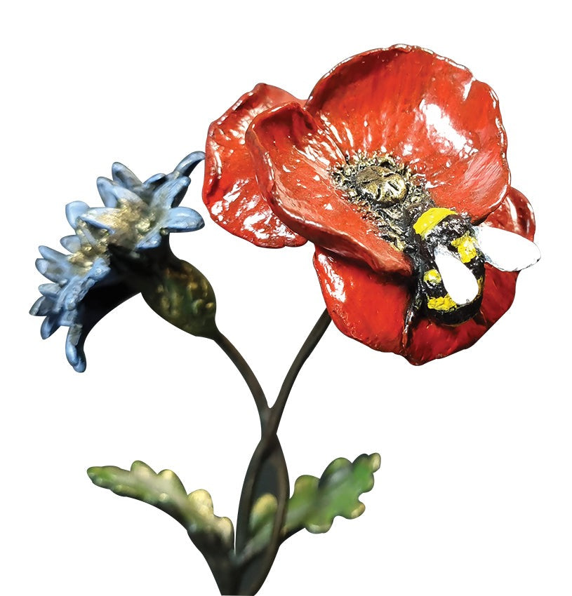 Poppy with Cornflower and Bee by Keith Sherwin - Richard Cooper & Company Bronze