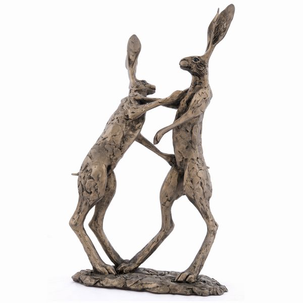Hannah and Hamish Bronze Hare Figurines by Paul Jenkins (Frith Sculpture)