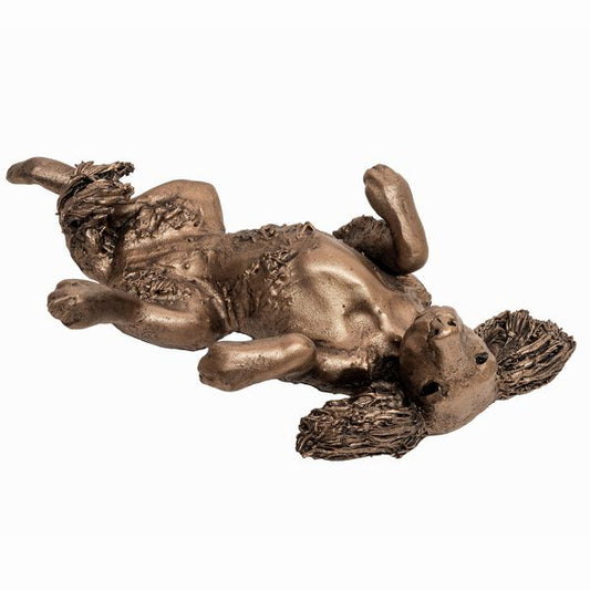 Spaniel exuberantly rolling Bronze Dog Figurine by Veronica Ballan (Frith Sculpture)